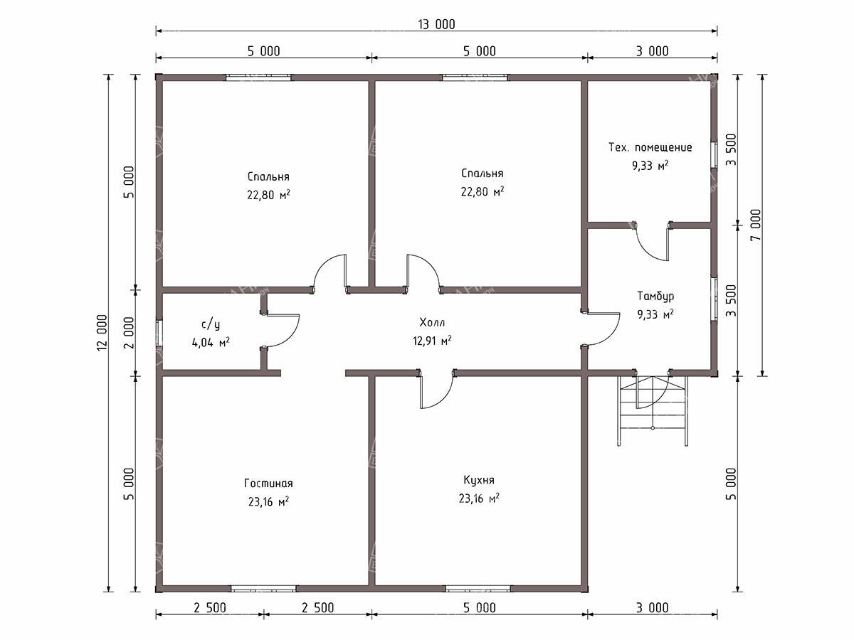 Дом из бруса 10x12 - схема